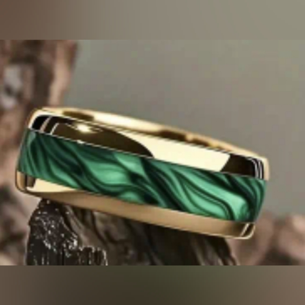 Gold tone Titanium Ring. Designed with a Trendy Modern Look, T2B4I